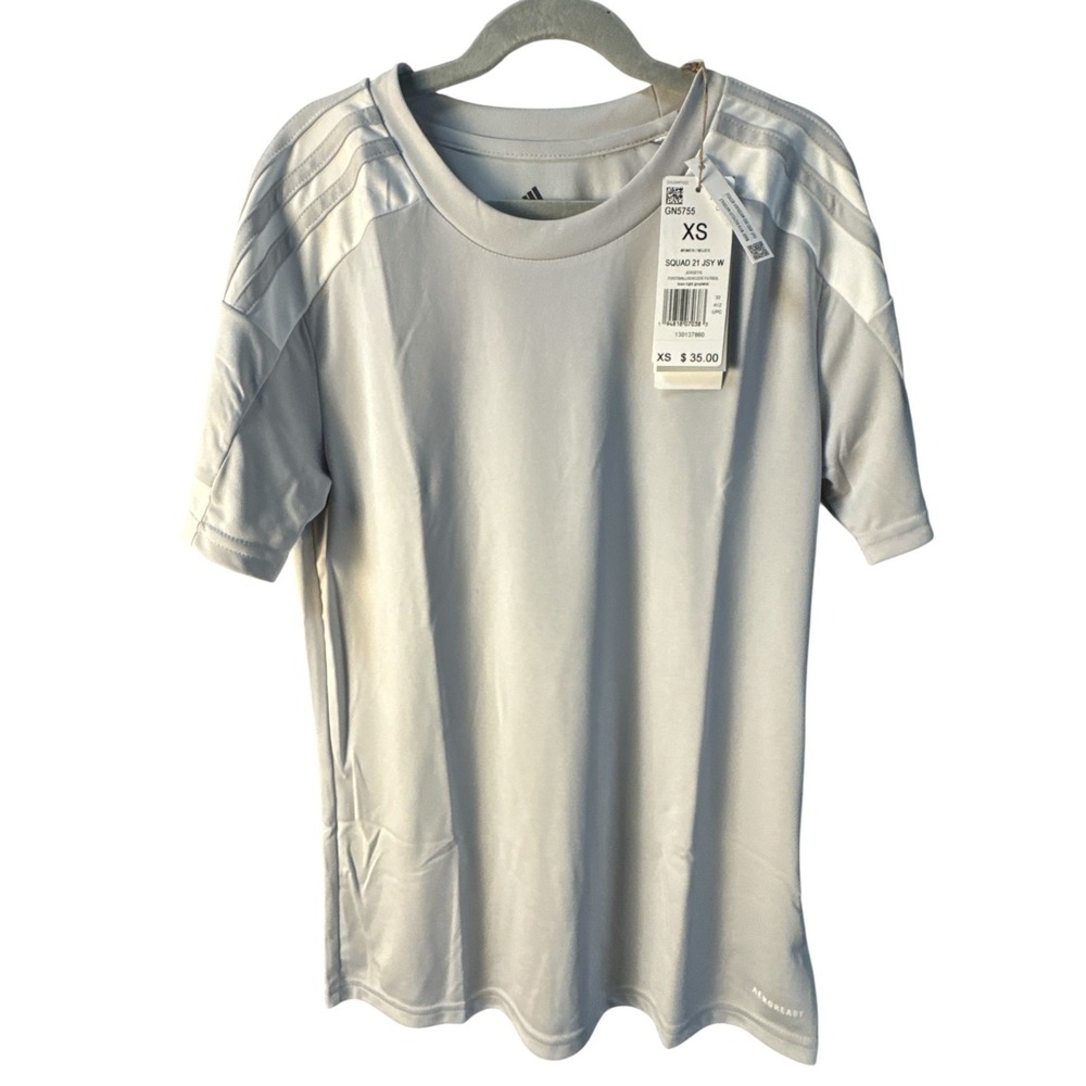 Adidas‎ Women's Squadra 21 Football Soccer Jersey Light Gray XS Athletic Top NWT